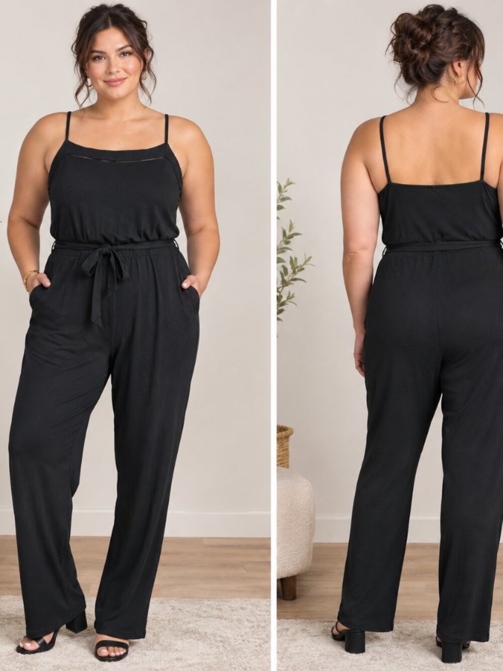 NWT Ann Taylor LOFT Black Jumpsuit – Size Large | Wide Leg Pocket Jumpsuit